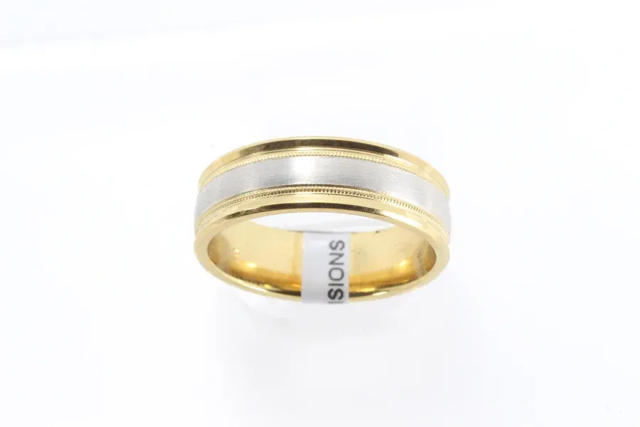 Men's Two-Toned White & Yellow Gold Wedding Band Ring
