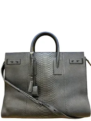 Yves Saint Laurent Sac De Jour Large Black Python Bag