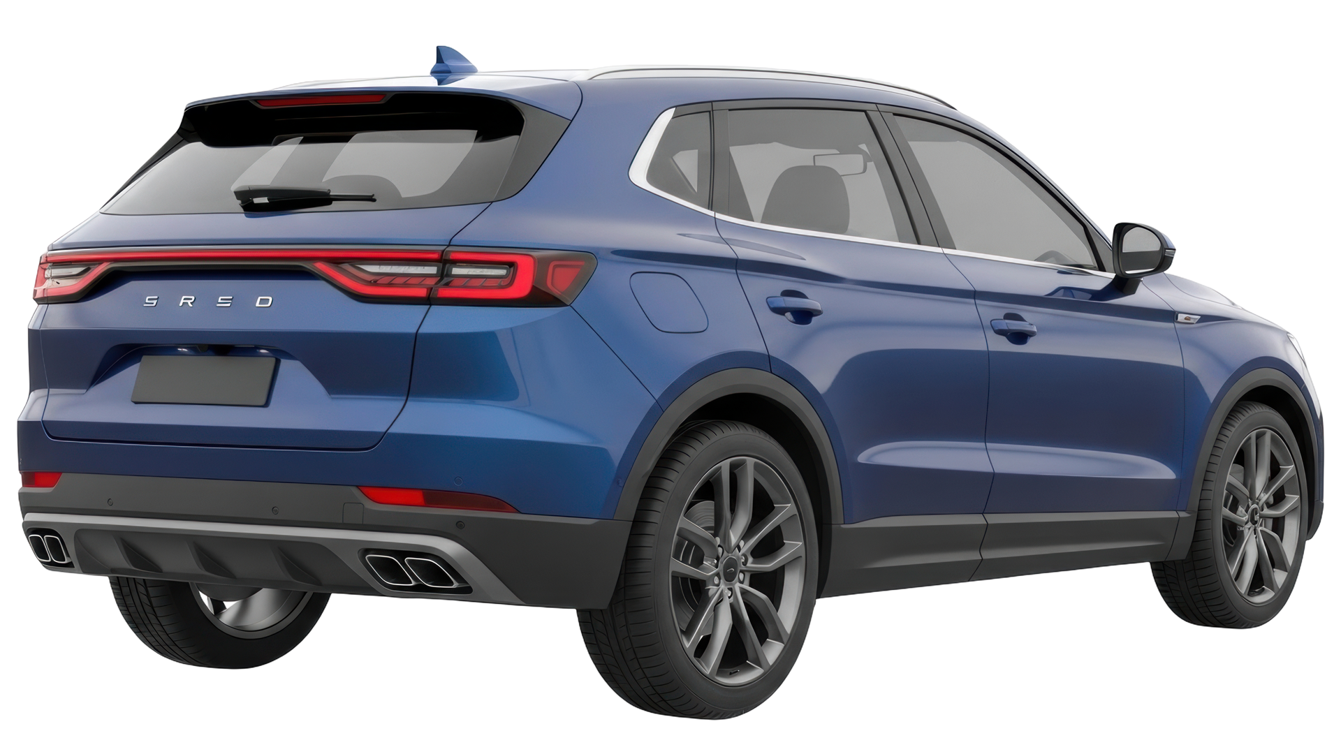Blue SUV shown from the rear three-quarter view on a white background.
