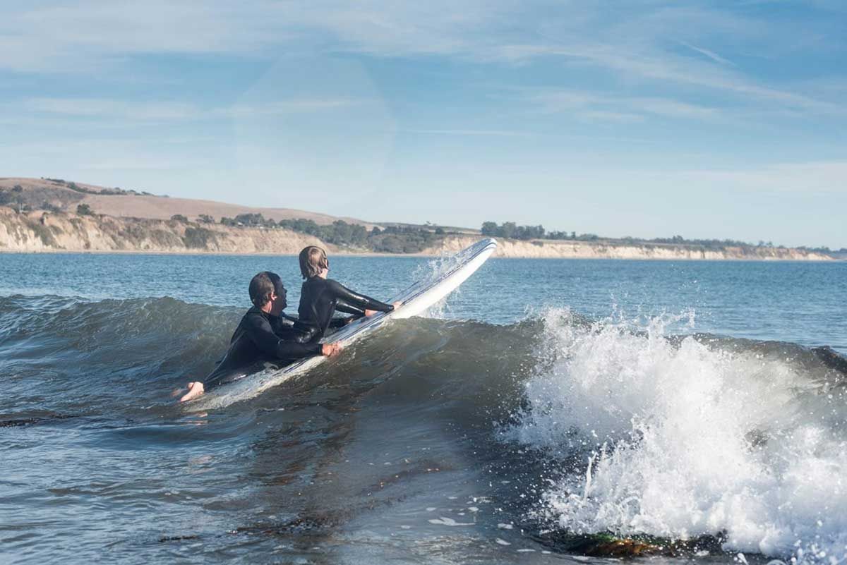 Santa Barbara Father and Sone Surfing