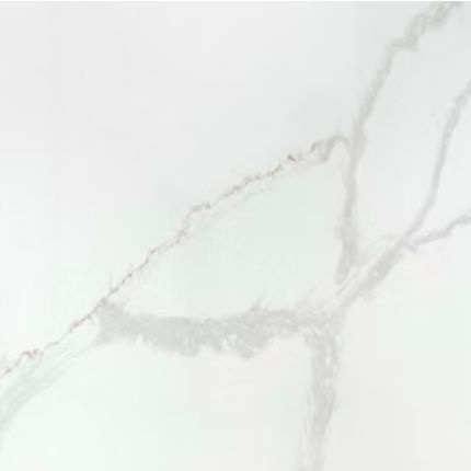 A close up of a white quartz countertop.