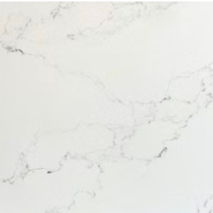 A close up of a white quartz countertop.