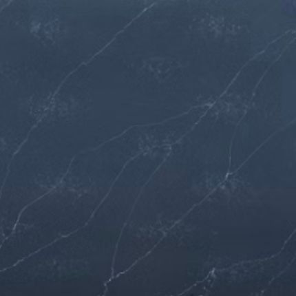 A close up of a navy blue quartz with marble finish.