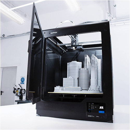 Zortrax m300 plus printed multiple building in white color