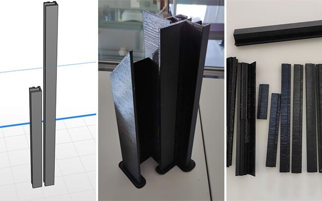 Aluminium profile prototype printed by Zortrax M300 Plus