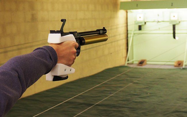 The 10 meter air pistol is an olympic shooting event shot with 4.5 mm caliber air pistols at a distance of 10 meters.