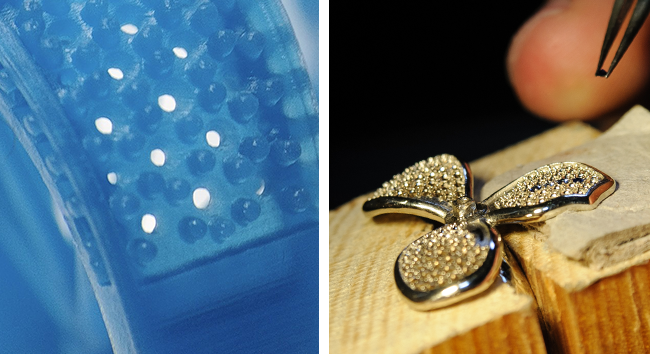 Once the pattern is 3D printed, a jeweler can shape it by hand to incorporate meticulous micro reliefs or other artful features into the design