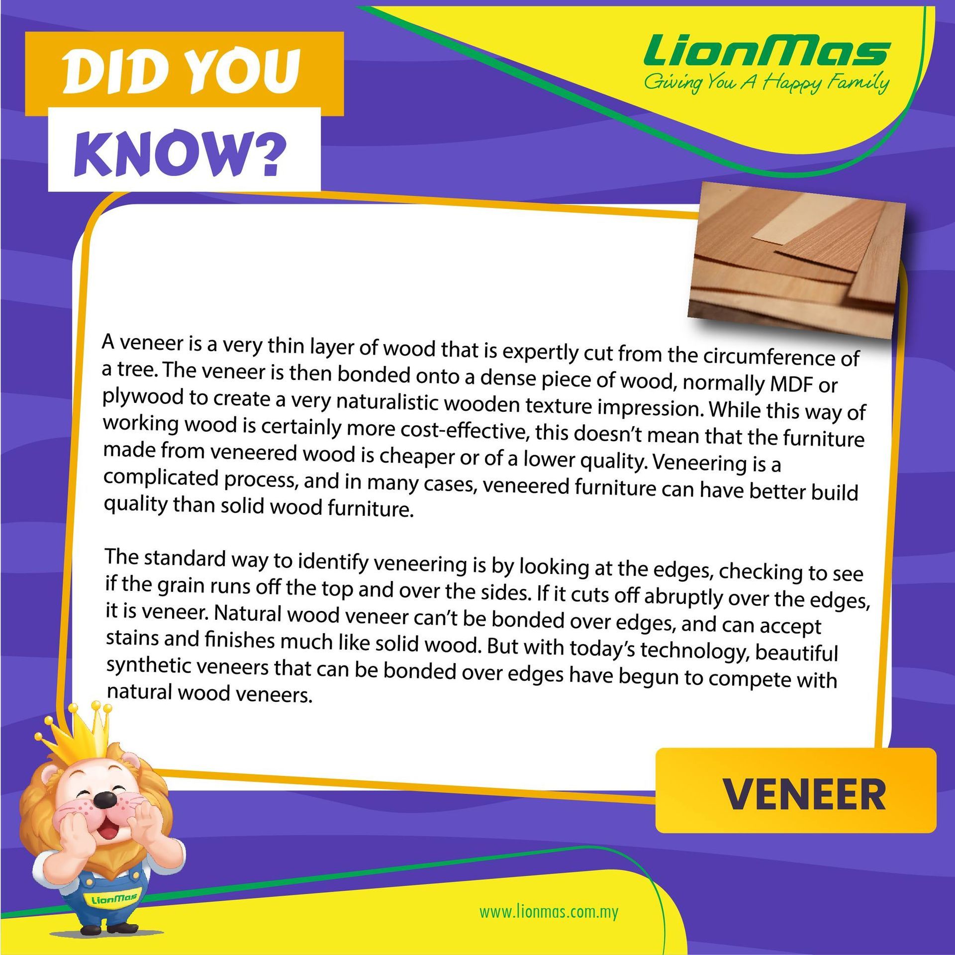 A poster that says `` did you know ? '' with a picture of a lion holding a piece of wood.