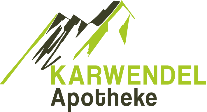 A green and black logo for karwendel apotheke