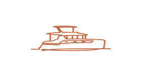 Small orange boat logo of Arawak Charters