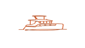 Orange small logo boat of Arawak Charters
