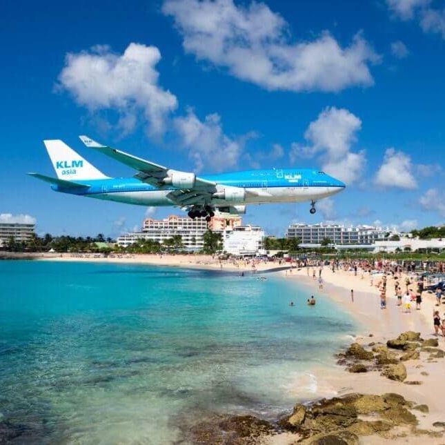 Airport Maho Beach Club photo of landing plane