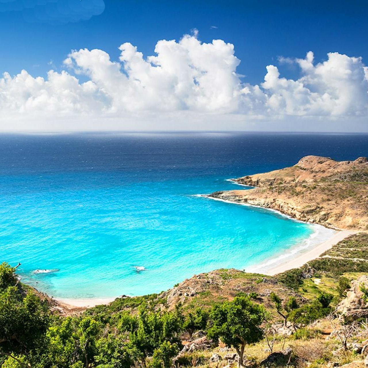 Beatiful drone view of Salines beach in Saint Barth