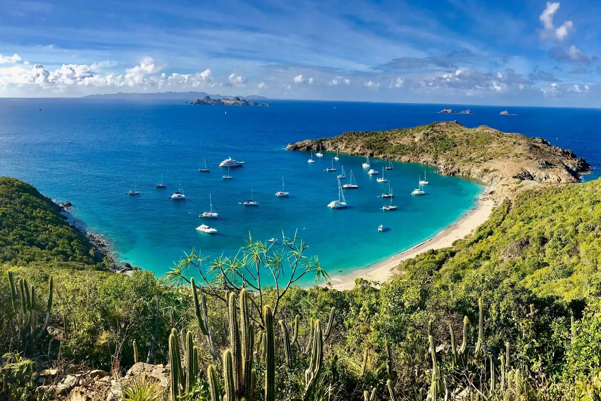 Anse de Colombier in Saint Barth view from top of mountain