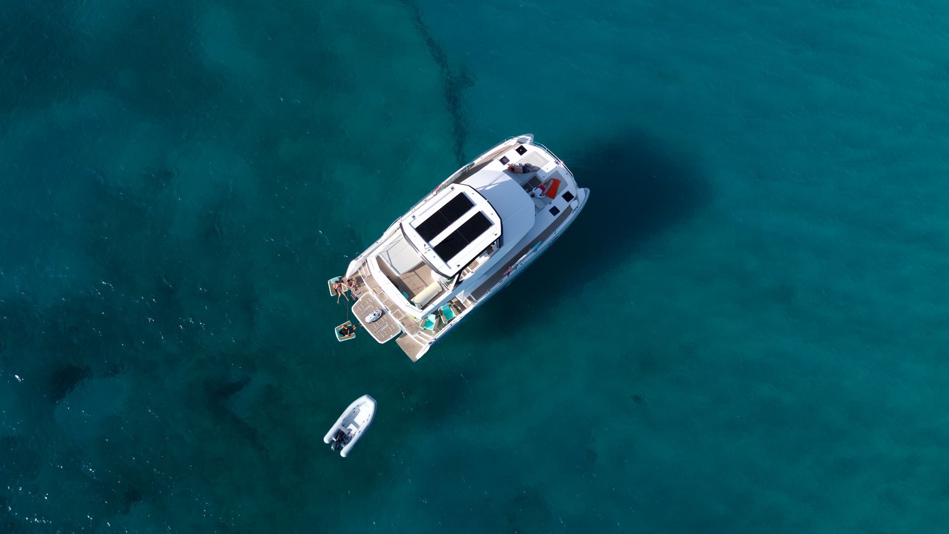 Drone view leopard 53 feet Saint Martin, carribean sea