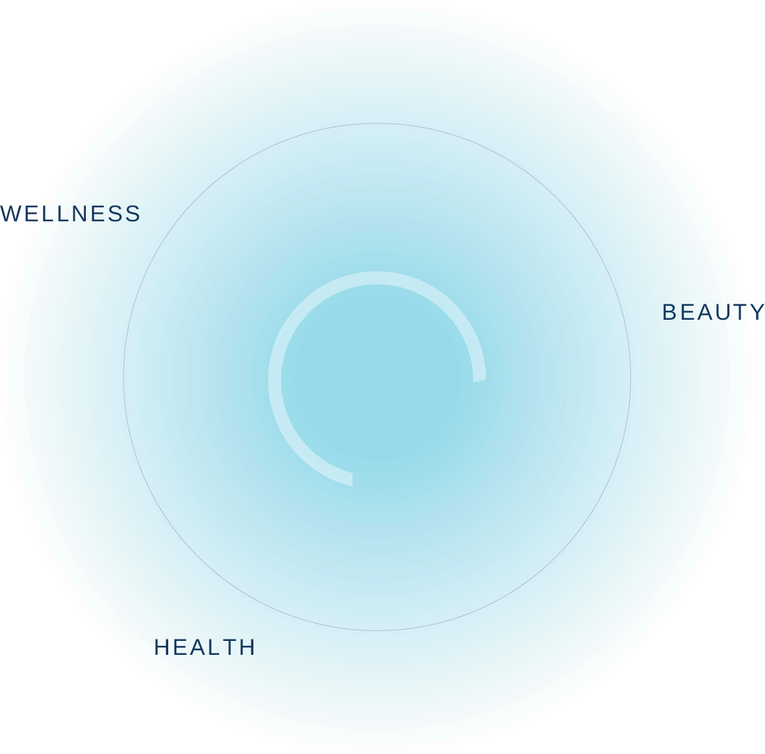 A circle with the words wellness , beauty , and health in it