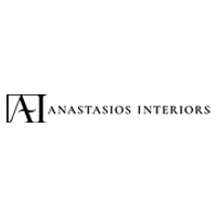The logo for anastasios interiors is a black and white logo on a white background.