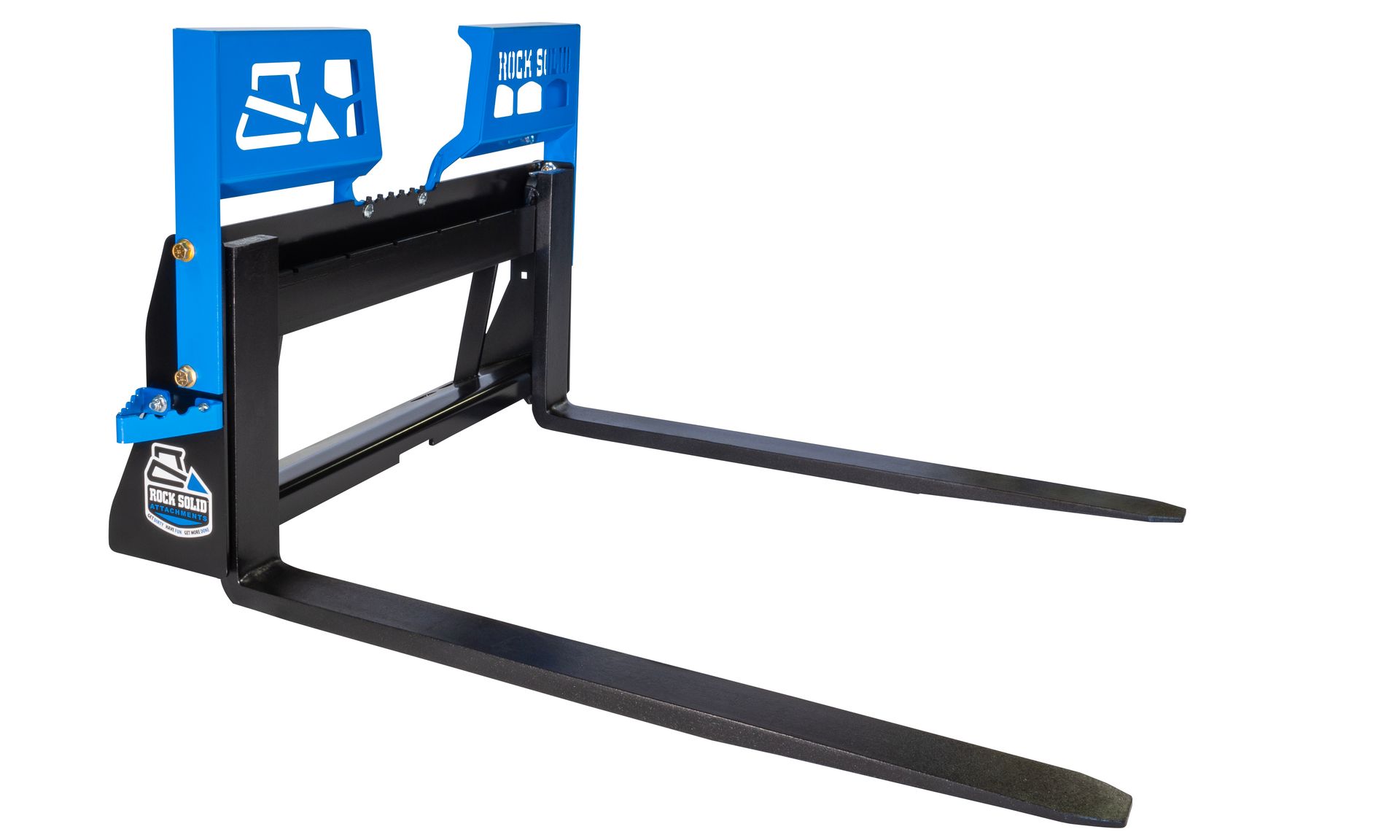 A pair of forklift forks on a white background.