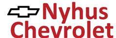 Logo for Nyhus Chevrolet: black Chevy bowtie with red text.