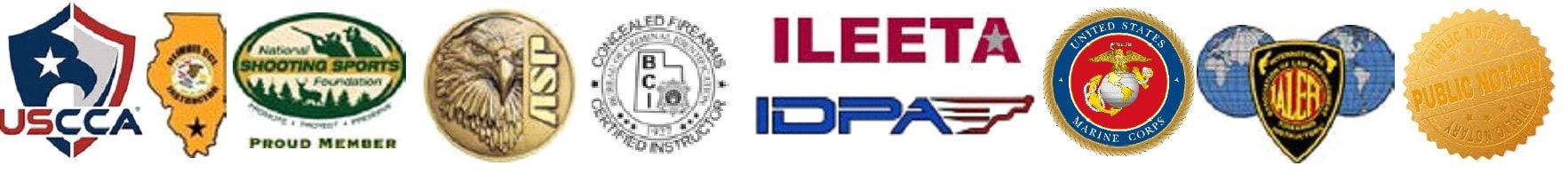 A blurred image of badges with the word ileeta in the middle