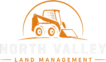 North Valley Land Management logo with orange skid steer and text