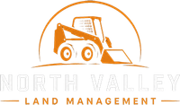 North Valley Land Management logo with orange skid steer and text