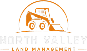 North Valley Land Management logo with orange skid steer and text