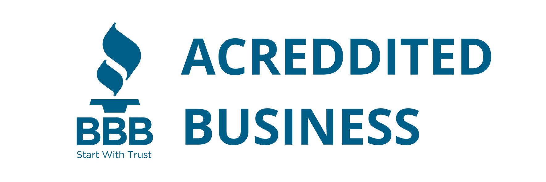 A blue logo for the better business bureau on a white background.