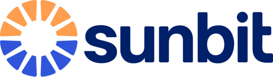 Sunbit logo: a sunburst icon with orange and blue segments, next to the word 