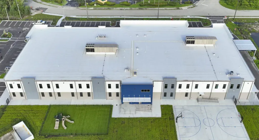 Commercial HVAC equipment and ductwork installed at Optimal Classical Academy in Florida