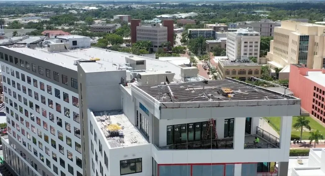 Flat SBS roofing system installed at the Luminary Hotel in downtown Fort Myers, Florida