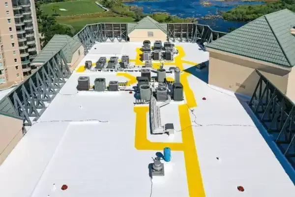 Commercial roof replacement and HVAC installation at Bayview Condominiums in Florida