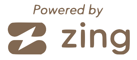 A logo for a company called powered by zing