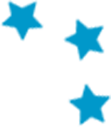Three blue stars on a white background