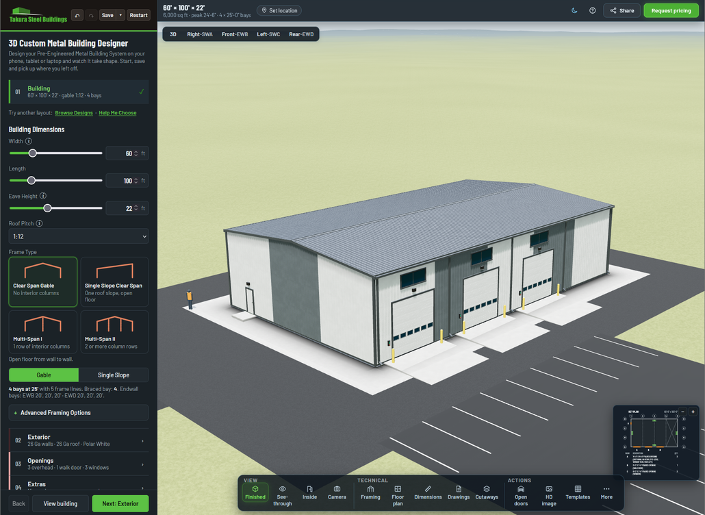 A computer screen shows a 3d model of a building