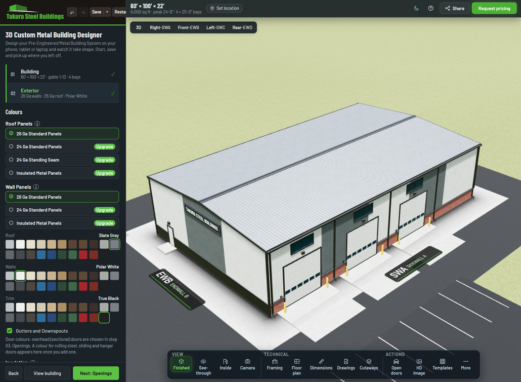 A computer screen shows a 3d model of a building