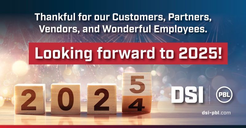 A sign that says thankful for our customers partners vendors and wonderful employees looking forward to 2025