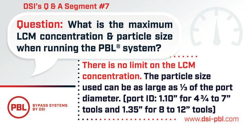 A speech bubble that says question what is the maximum lcm concentration & particle size when running the pbl system