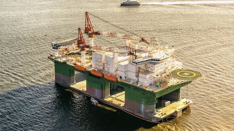 A large offshore oil rig during the day