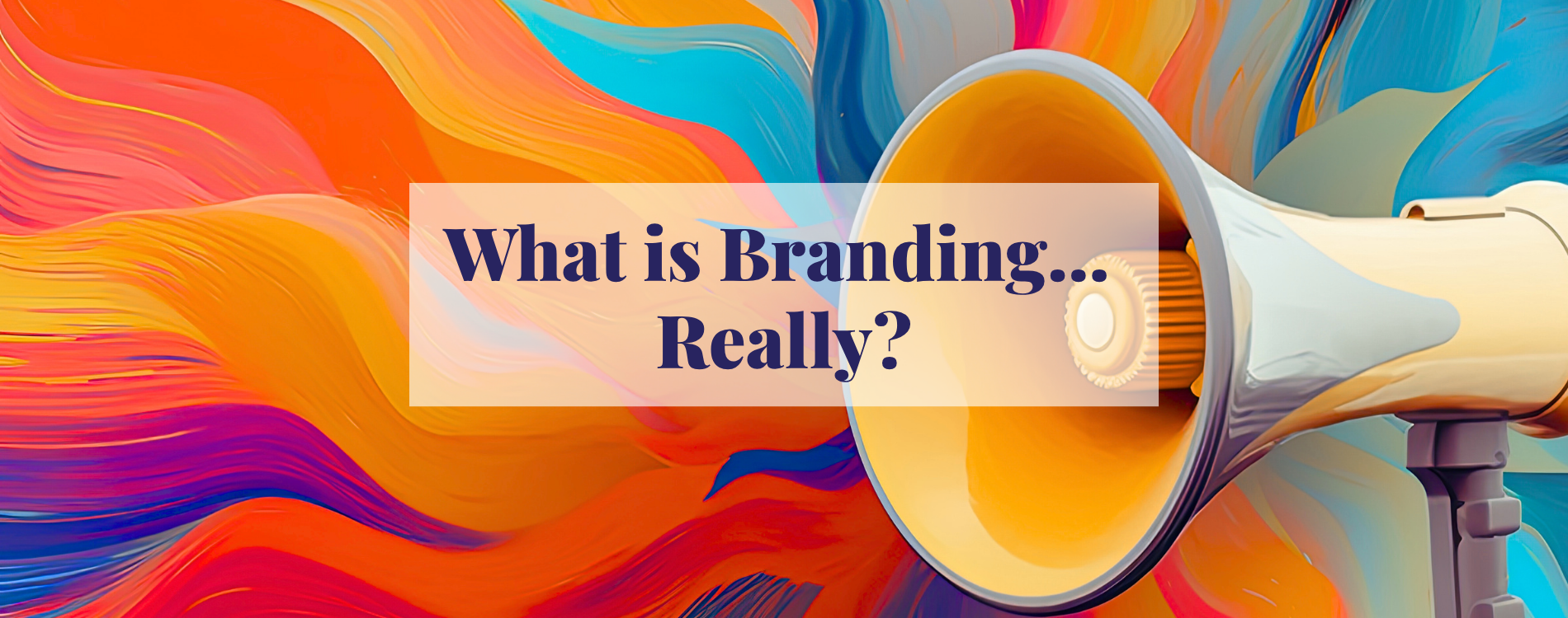 Colorful abstract background with megaphone and text 