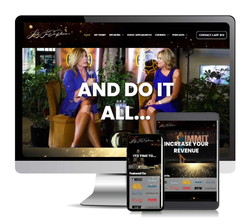 Desktop, tablet, and phone displaying a marketing website with the text “AND DO IT ALL...”
