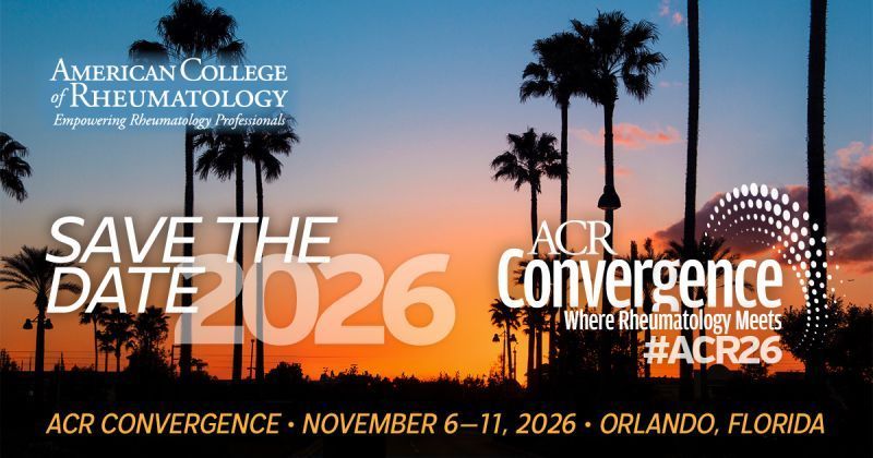 ACR Convergence 2026 save the date poster with palm trees at sunset, Nov. 6–11 in Orlando, Florida