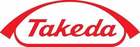 Takeda logo in red lettering within an oval arch design