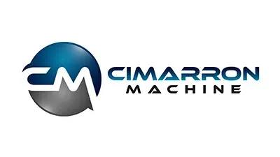 Cimarron Machine logo with blue-gray circular emblem and stylized “CM” text