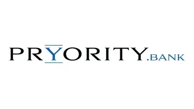 PRYORITY.BANK logo in black and blue text on a white background
