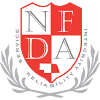 A shield-shaped logo featuring the letters