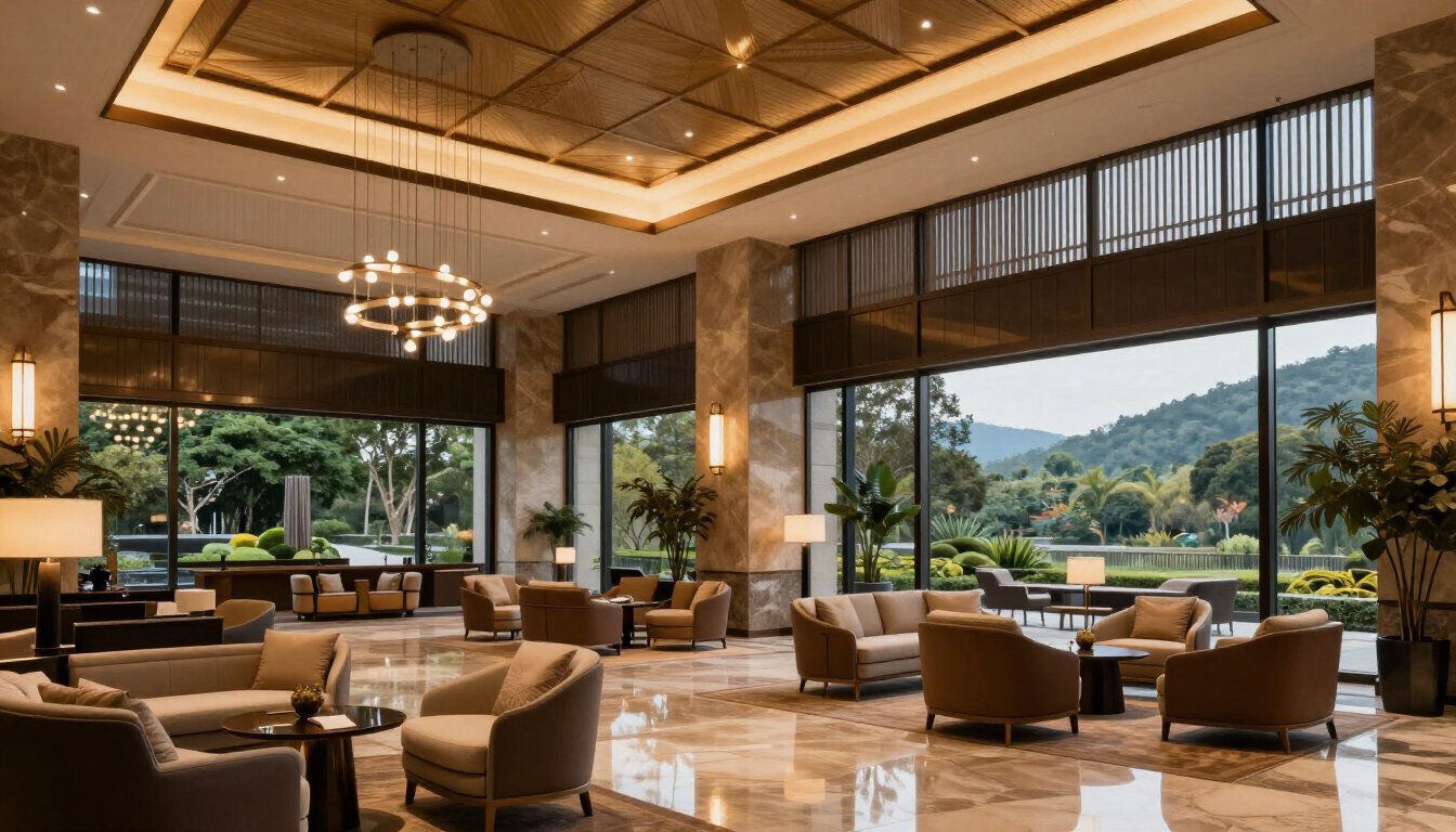 Interior de un hotel de lujo diseñado para el descanso y la conexión