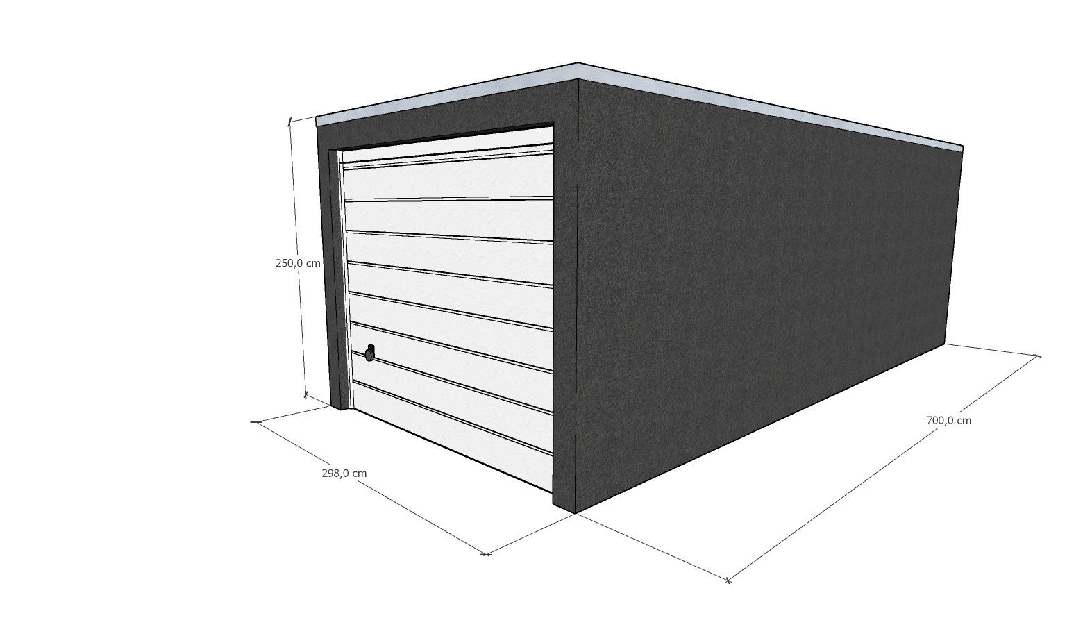 Tekening garagebox 7 meter bij Garagebox Hoogeveen