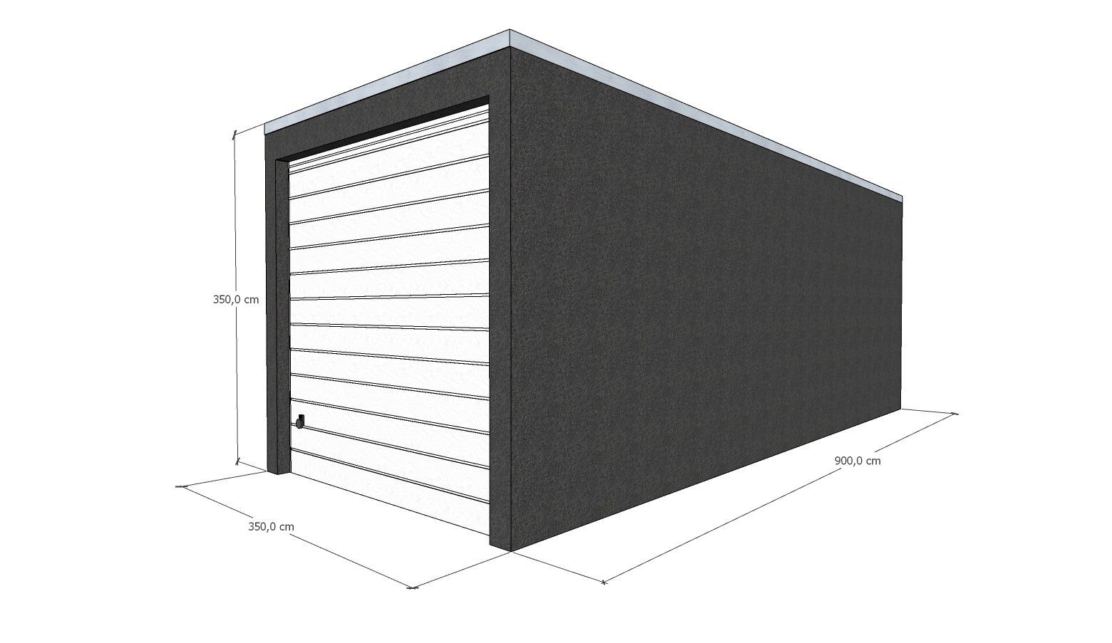 Tekening XXL garagebox 9 meter bij Garagebox Hoogeveen