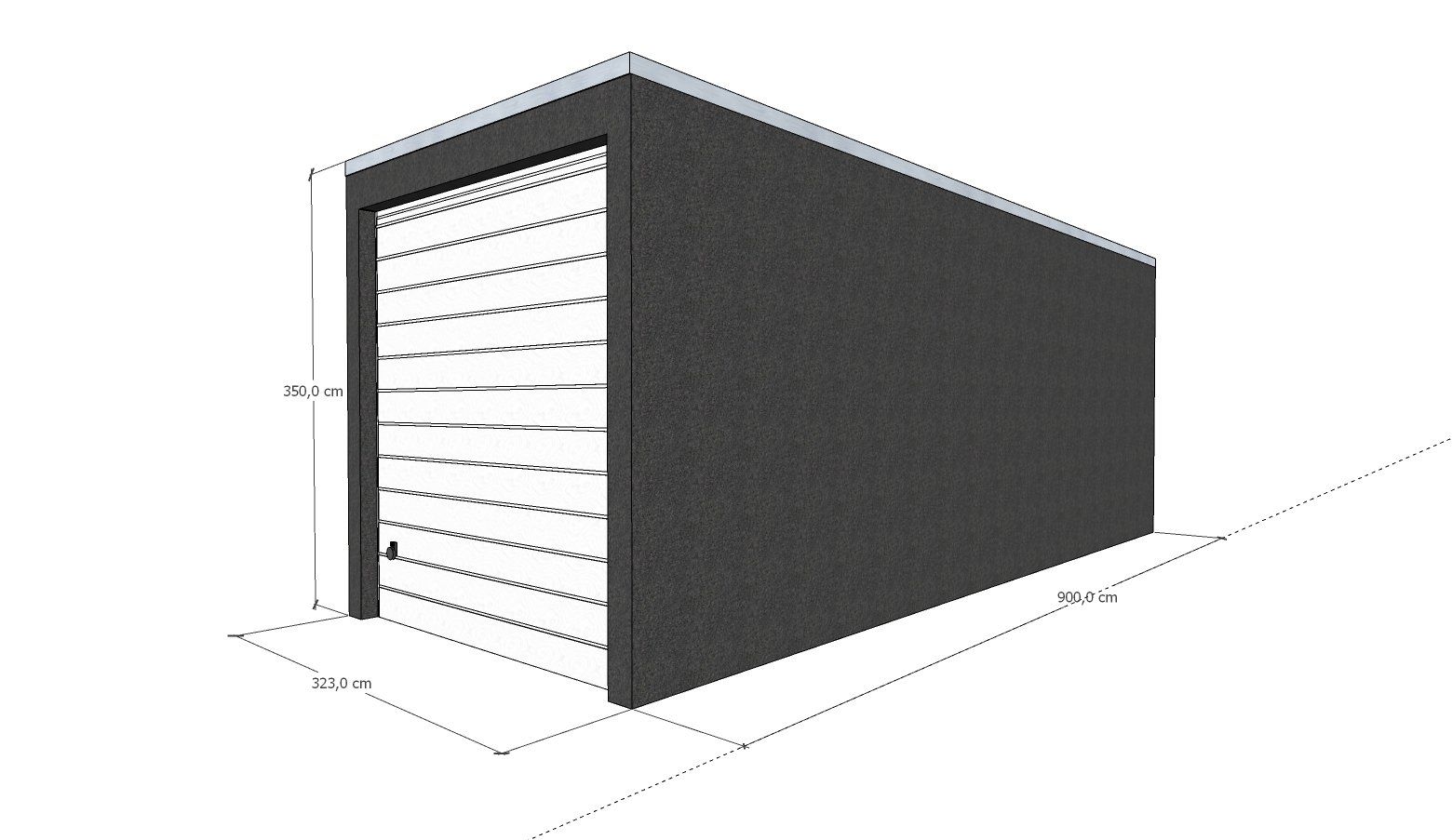 Tekening XL garagebox 9 meter bij Garagebox Hoogeveen
